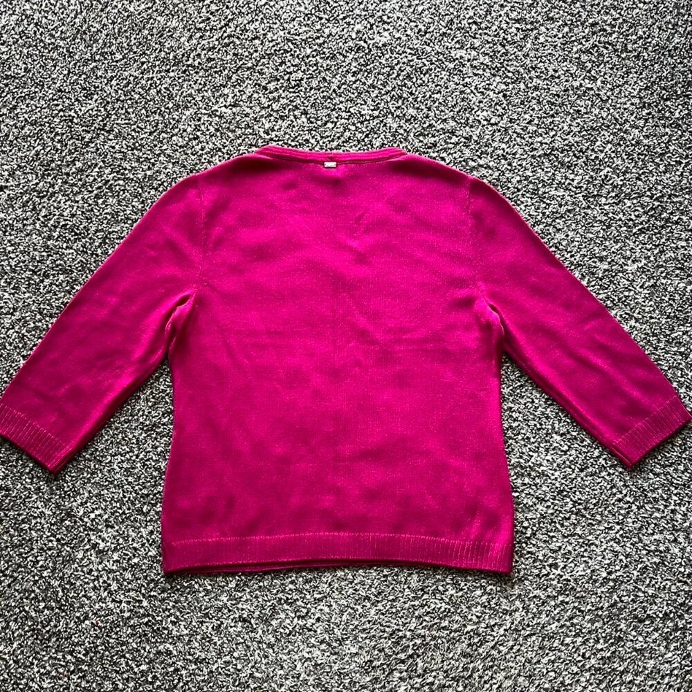 St John Sweater Womens Medium Bright Pink Feminine Chic Vneck Pullover - Picture 4 of 8